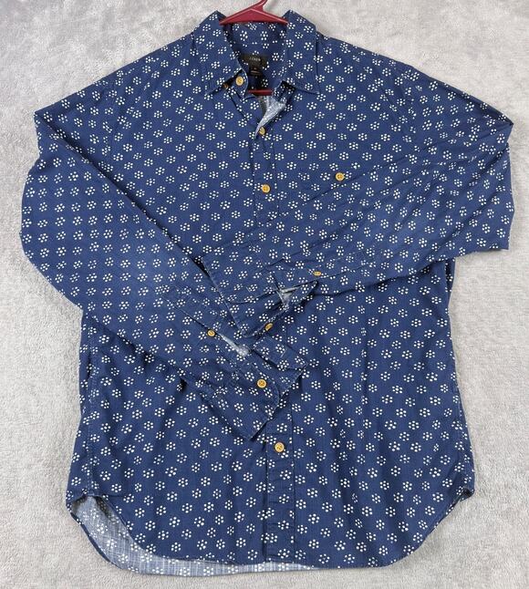 Polo Other - Beverly Hills Polo Club M’s L Navy Blue Floral Print Long Sleeve Button Up Shirt